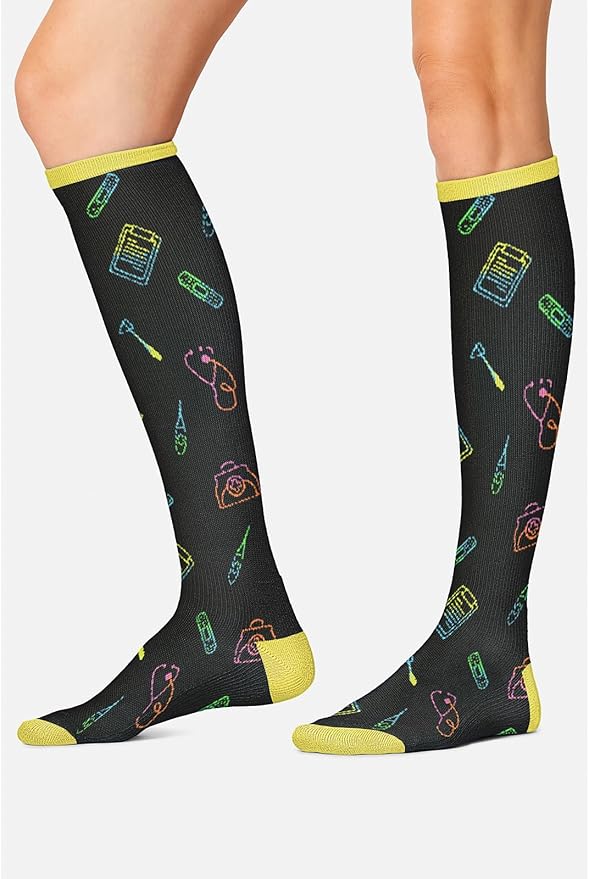 Cherokee Women's 10-15mmHg Compression Socks – Fun Print Knee Highs with Light Support, Soft Feel - PRINTSUPPORT