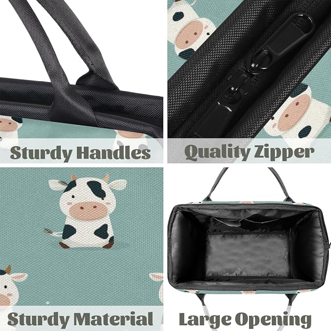 Cute Cartoon Light Blue Cow Travel Duffel Bag, Waterproof Sports Gym Duffle Bag, Large Capacity Weekender Carry On Overnight Bags for Women Men