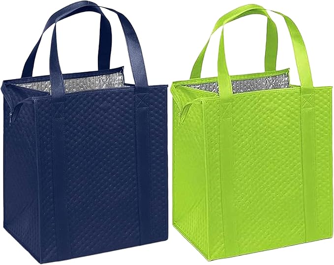 Mediz Hannah Direct Large Capacity Heavy Duty Insulated Smart Shopping Bag - Strong Reusable Grocery Tote 2 Pack