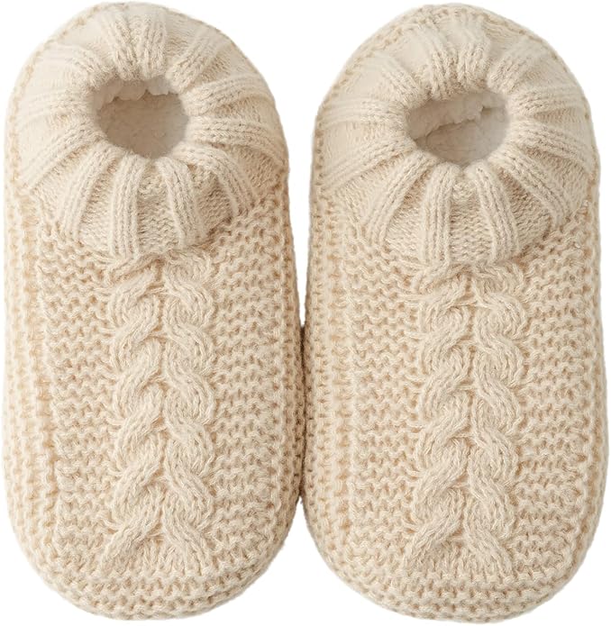 Vihir Cozy and Warm Men Slipper Socks - Non-Slip and Stylish Floor Socks Indoor House Shoes,beige