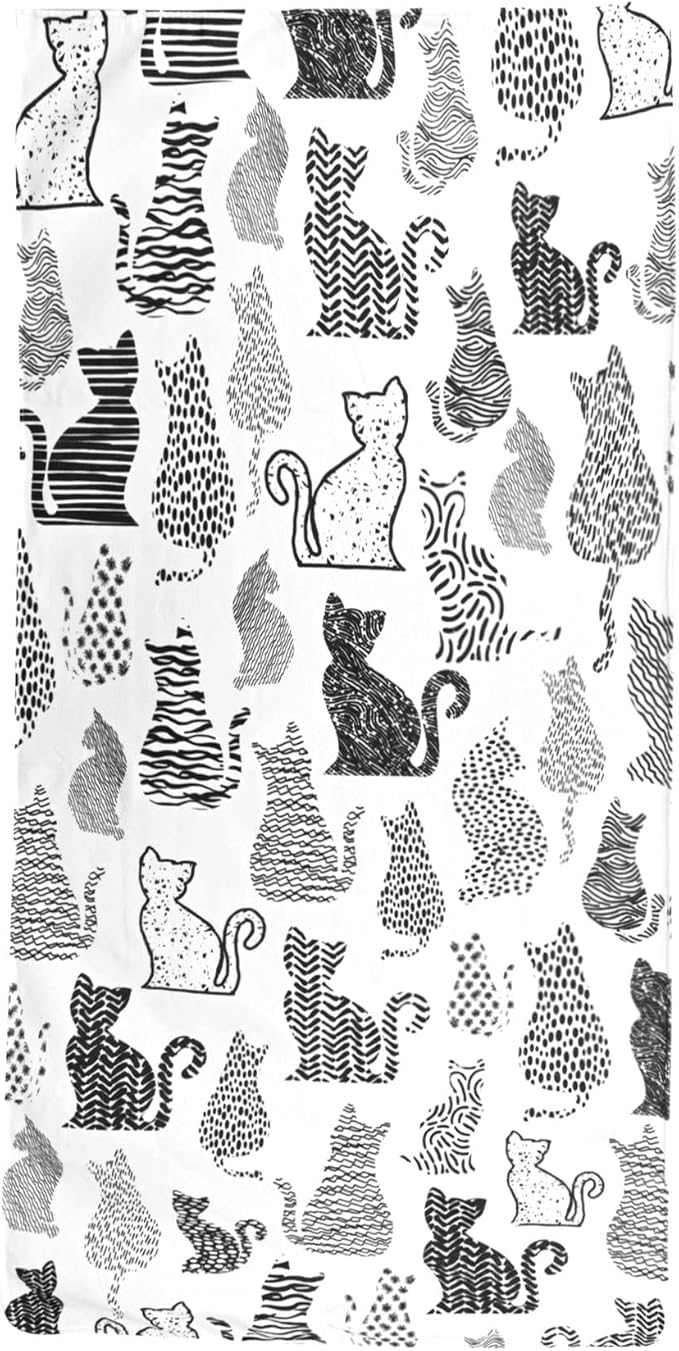 LIVILAN Cat Kitten Beach Towel, Soft Microfiber, 30”x60”, Quick Dry, Sand Proof, Perfect for Women, Anime Picnic, Bath, Pool, Yoga, Cute Hello Kitty Design, Ideal Gifts for Cat Lovers