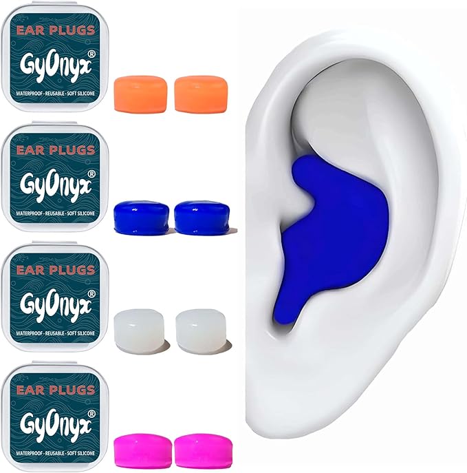 4 Pair Moldable Silicone Ear Plugs for Swimming, Sleeping, Concerts, Reusable Waterproof Swimming Ear Plugs for Kids, Adult, Men, Women, Water Play Accessories for Surfing, Floating, Pool