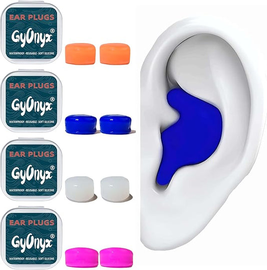 4 Pair Moldable Silicone Ear Plugs for Swimming, Sleeping, Concerts, Reusable Waterproof Swimming Ear Plugs for Kids, Adult, Men, Women, Water Play Accessories for Surfing, Floating, Pool