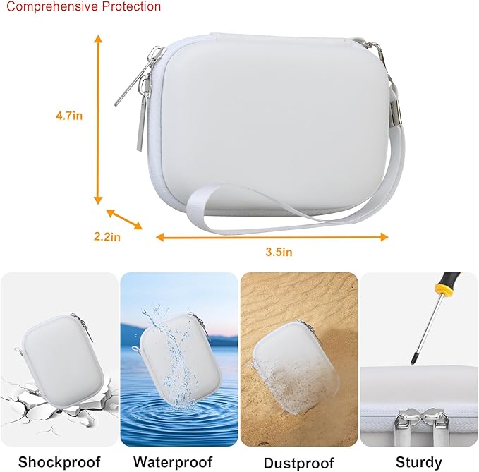 Elonbo Camera Carrying Case for KODAK PIXPRO FZ55 / FZ53 / FZ45 / FZ43 16MP Digital Camera, Vlogging Camera Storage Holder Travel Bag, Mesh Bag Fits Batteries, Cable, Memory Card, White