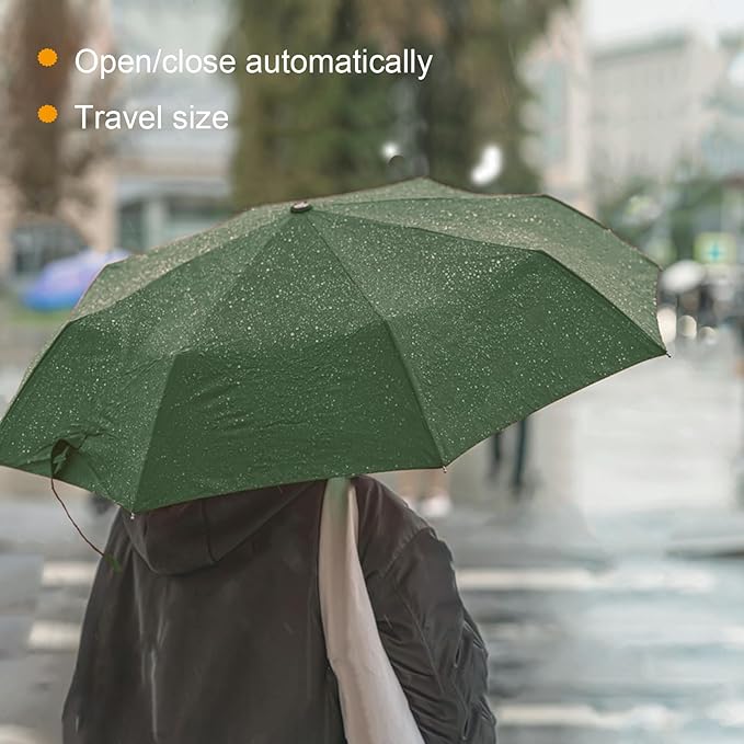 SIEPASA Two Packs Auto Open & Close Small Travel Umbrella Compact for Backpack-Umbrellas for Rain, Lightweight Strong Mini Portable Umbrellas for Men and Women. (Black & Green, 2 Pack)