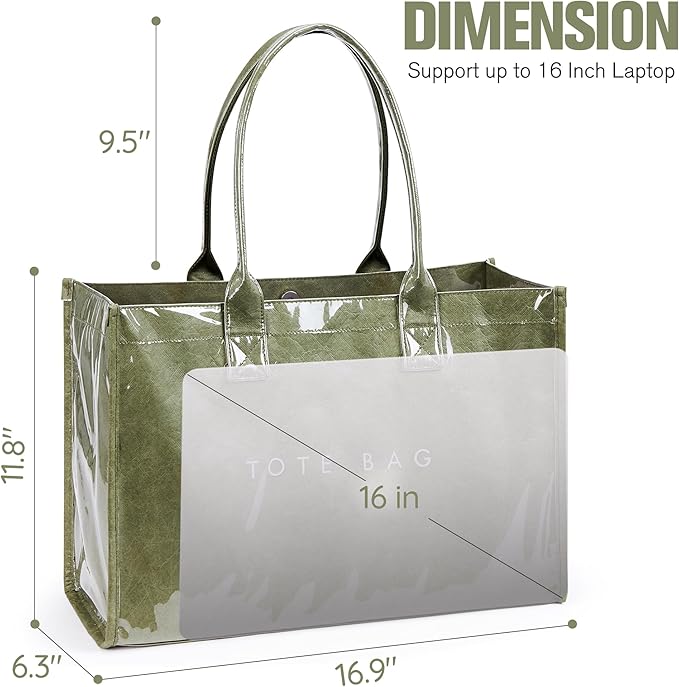 KALIDI PVC Tote Bag Women’s Kraft Paper Work Handbags Purses with Top Handle