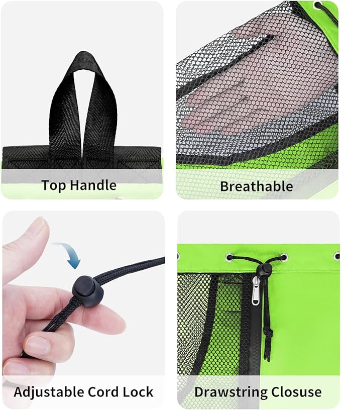 WANDF Swim Bag Mesh Drawstring Backpack with Wet Pocket for Swimming, Gym, and Workout Gear