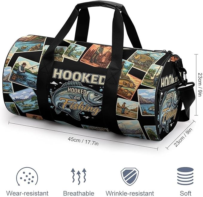Beach Swim Bags Bass Fishing Men Women Duffle Bag Foldable Gym Bag Lightweight Travel Sports Bags for Men and Women