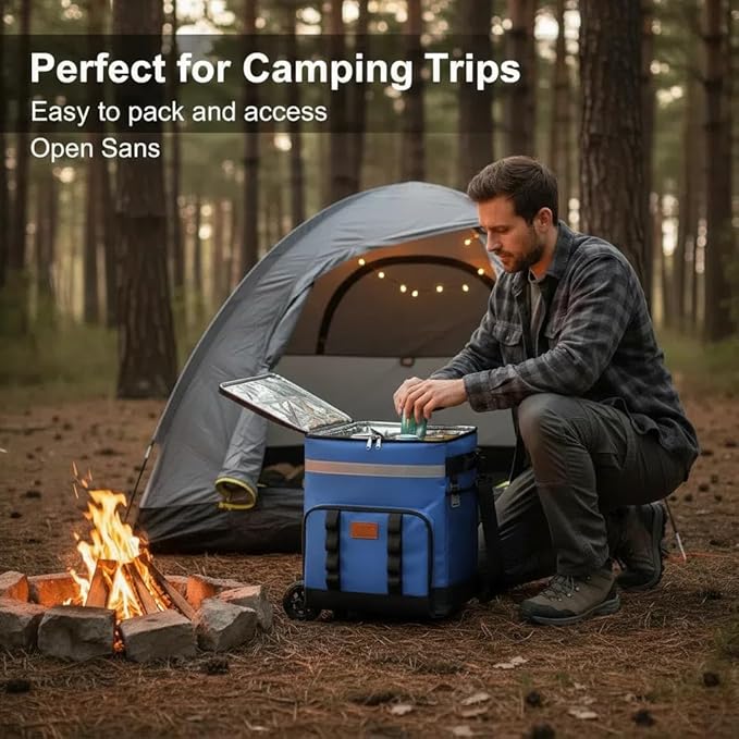 Insulated Rolling Cooler with Wheels - Soft Leak Proof Ice Chest for Camping, Travel and Lunch - Portable Wheeled Advanced Insulation