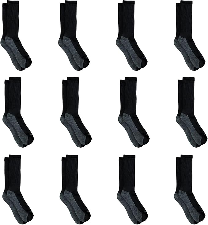 Dickies Men's Dri-Tech Original Moisture Control Crew Socks, Available in M-XXL (6, 12, 18 Pairs)
