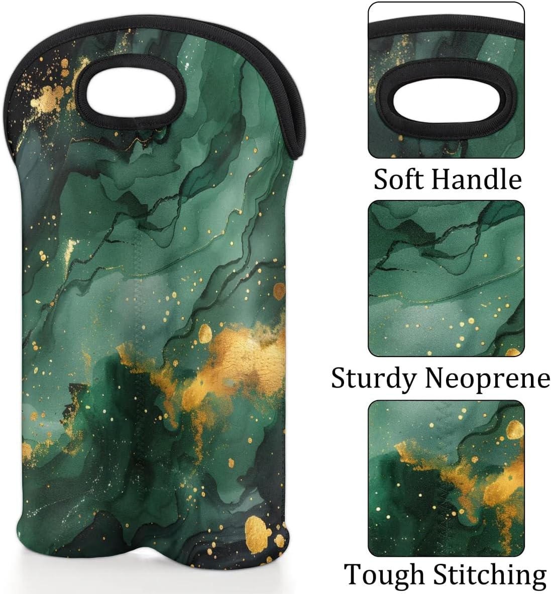 Wine Carrier Tote Personalized Bag for 2 Bottles - Neoprene Wine Bottle Holder with Carry Handle, Wine Protective Bag Insulated Bag Beer Cans Water Bottle Holder for Travel Picnic,Style16