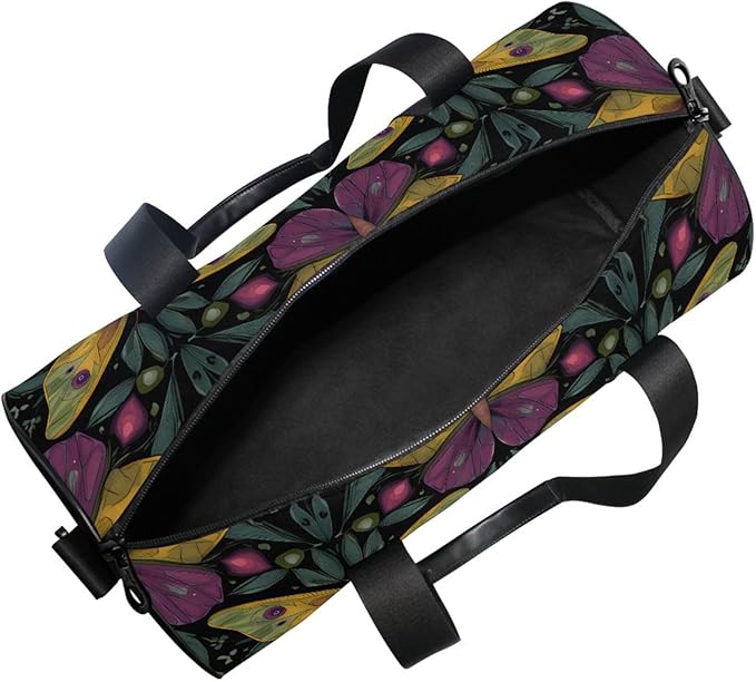 MNSRUU Sports Duffel Bags, Butterfly Leaf Pattern Athletic Gym Bag Overnight Workout Travel Tote Luggage for Men Women Yoga