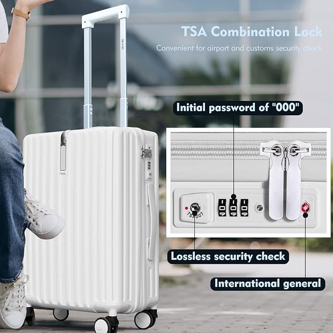 28 Inch Large Checked Luggage, Hardside Checked Suitcase with 360° Spinner Wheels, Lightweight PC Hard Shell Carry Luggage, TSA Approved Lock, 28" Expandable Large Suitcase for Women Travel