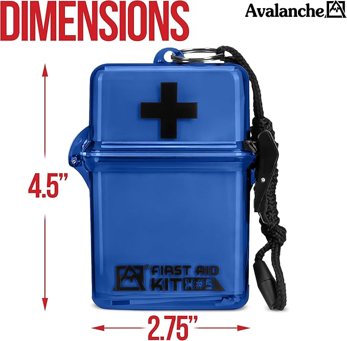 Avalanche Mini First Aid Kit, 30 Pcs Emergency Supplies Kit in Waterproof Case for Home, Car, Travel, Sports or Camping, First Aid Kit in Hard Case & Carabiner, Turquoise