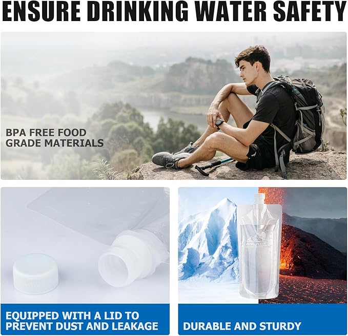 1L Collapsible Water Bottle, 3-Pack Ultralight - 32oz Large Capacity with Measurement Scale, BPA-Free, Ideal for Hiking and Travel, Durable and Leak-Proof Design for Easy Hydration Anywhere
