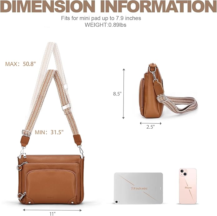 Anti-Theft Crossbody Purse for Women, Crossbody Shoulder Bag with Built-in Wallet & RFID Blocking for Travel Workout