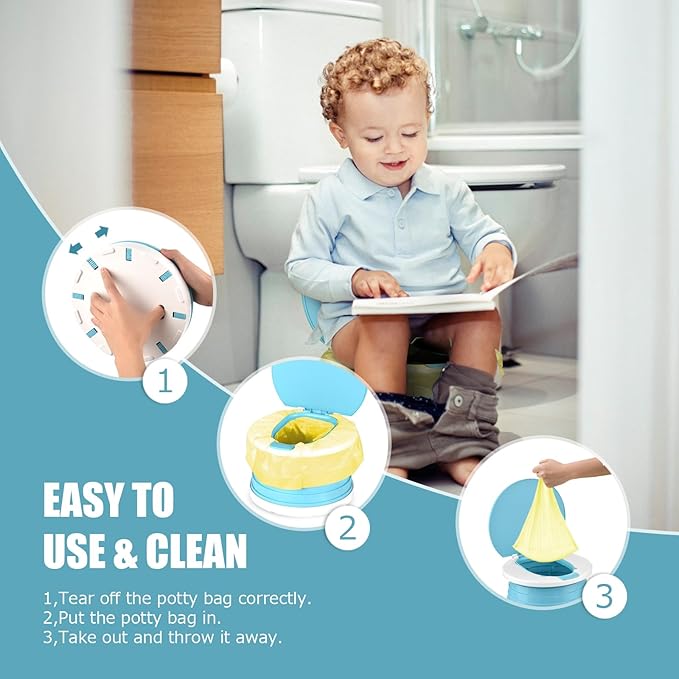 Portable Potty for Toddler Travel Foldable Potty Seat for Toddler Training Toilet for Kids Boys Girls Car On The Go Potty Travel Toilet Chair for Camping Park Indoor/Outdoor
