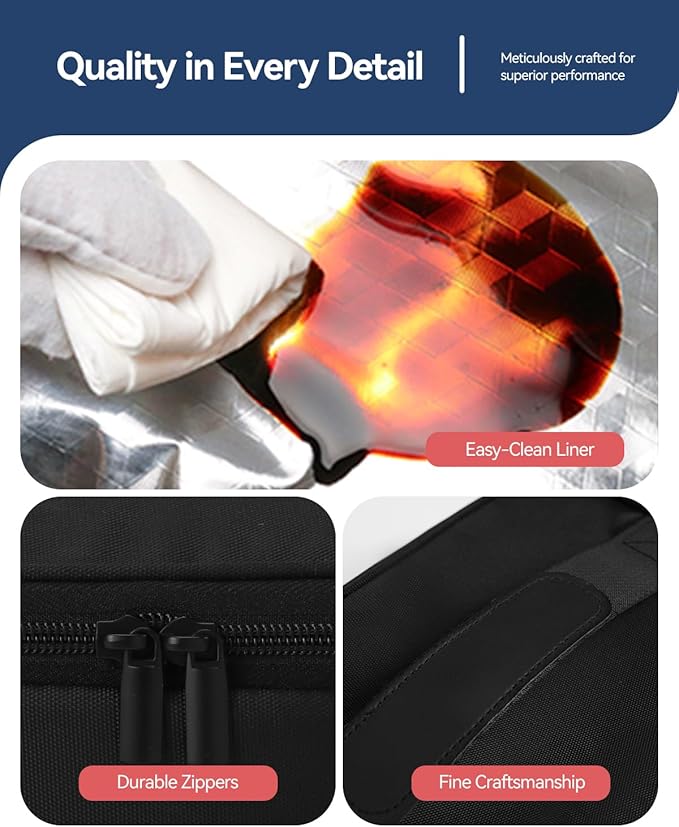 Gloppie Small Lunch Bag for Adults & Kids - Compact Insulated Lunch Box, Durable & Food-Grade Lining | Portable Cooler for Work, School, Travel (Black)