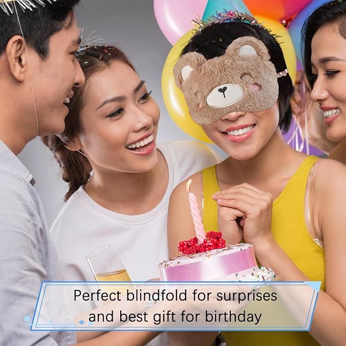 Cute Capybara Plush Sleep Mask Eye Mask Sleeping Masks Funny Lovely Animal Soft Fluffy Eyes Cover Blindfold Eye Shade for Kids Girls and Adult Travel - Brown