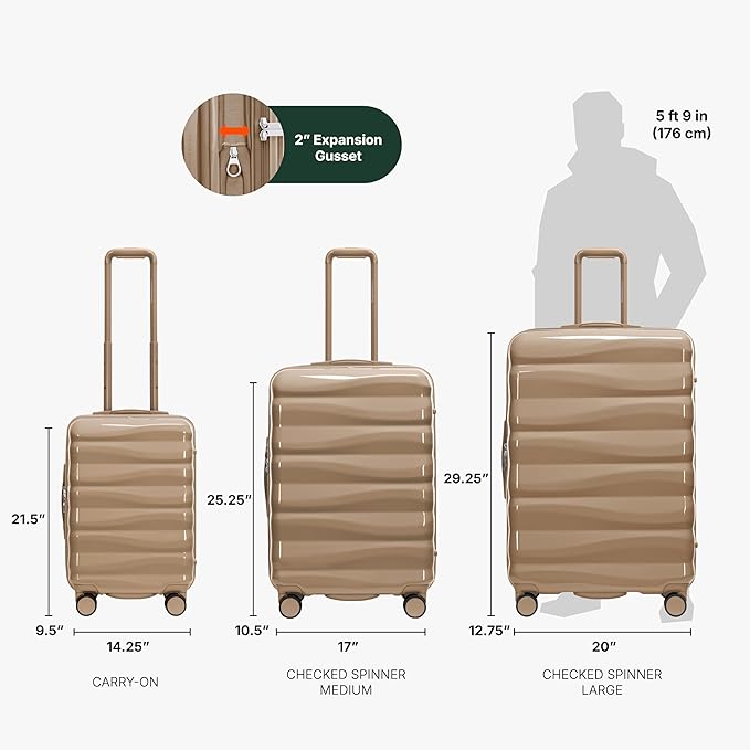 Traveler's Choice Edinburgh II Hardside Spinner Luggage, TSA Lock, Sand, 21" Carry-on