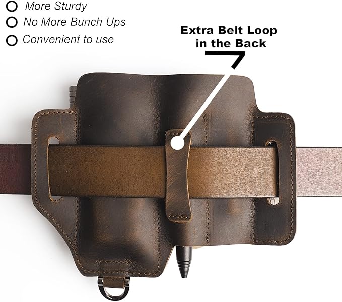 Topstache Leather Multitool Sheath,EDC Belt Organizer for Work and Daily Use,Leatherman Sheath,EDC Pocket Organizer for Flashlight and Multitool,Gifts for Men,Leather Sheath for Multitool