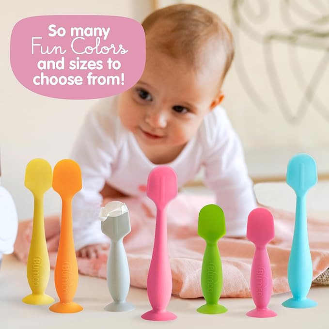 Bumco Baby Bum Brush + Mini Baby Diaper Cream Spatula with Case - BPA-Free Silicone Diaper Spatula with Suction Cup, Wipe-Clean, Mom-Invented Butt Paste Applicator (Pink & Pink)