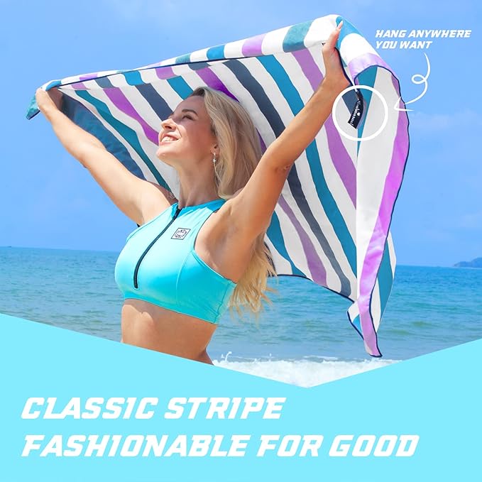 Exclusivo Mezcla Microfiber Quick Dry Beach Towel, Oversized Lightweight Sandfree Pool Towel for Swimming Camping Travel with Bag (Dark Purple, 35x70 Inches)