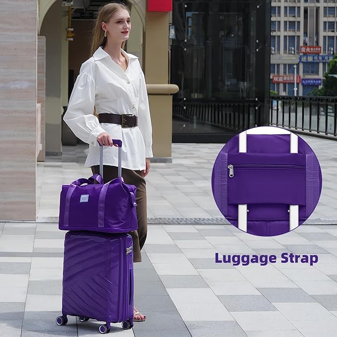 Carry On Luggage 22x14x9 Airline Approved, 20 Inch Expandable Hardshell Luggage Carry-on Suitcases with Spinner Wheels, Carry On Suitcase Set for Women (PURPLE)
