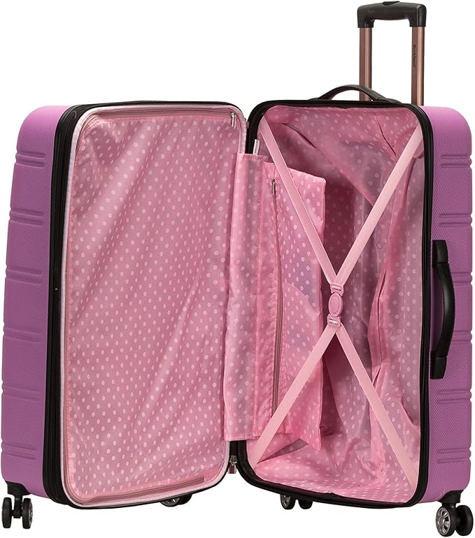 Rockland Melbourne Hardside Expandable Spinner Wheel Luggage, Pink, 3-Piece Set (20/24/28)