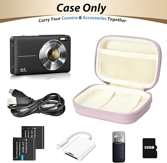 Digital Camera Case for CAMKORY, KODAK PIXPRO FZ45/FZ55, Canon IXUS 285 HS, Lecran, Small Travel Compact Camera Holder with Mesh Pocket for Accessories SD Card (Purple)