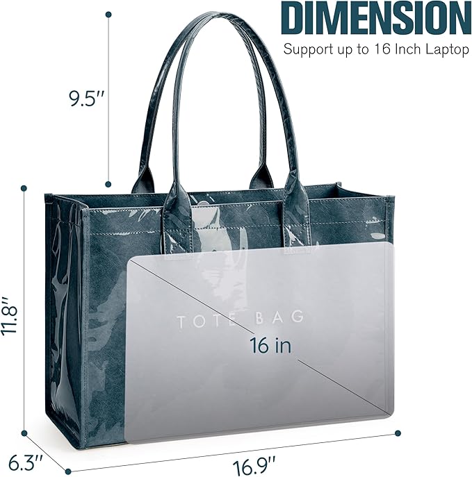 KALIDI PVC Tote Bag Women’s Kraft Paper Work Handbags Purses with Top Handle