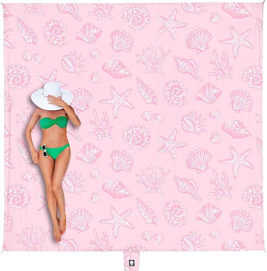 WEKAPO Beach Blanket Waterproof Sandproof Oversized, Extra Large Beach Mat Sand Free, Lightweight & Compact Sand Free Mat with 6 Stakes & 4 Corner Pockets