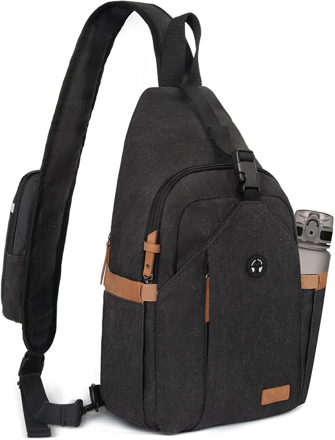 Sling Bag for Men, Anti Theft Crossbody with Tunnel Lock, Waterproof Canvas Shoulder Backpack for Travel Hiking Daily