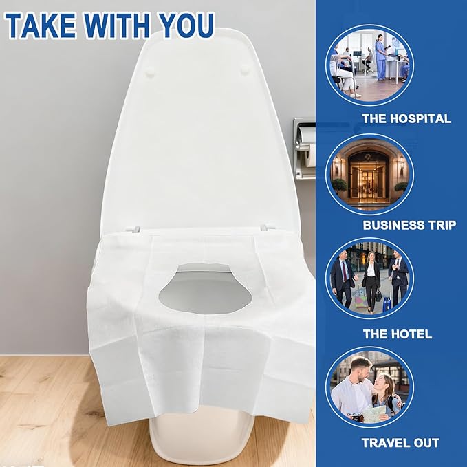 30 Pack Individually Wrapped XXL Toilet Seat Covers Disposable Flushable for Travel, Large Waterproof Potty Covers for Kids and Adults,Toddler Potty Training for Public Restroom Airplane Trip Hospital