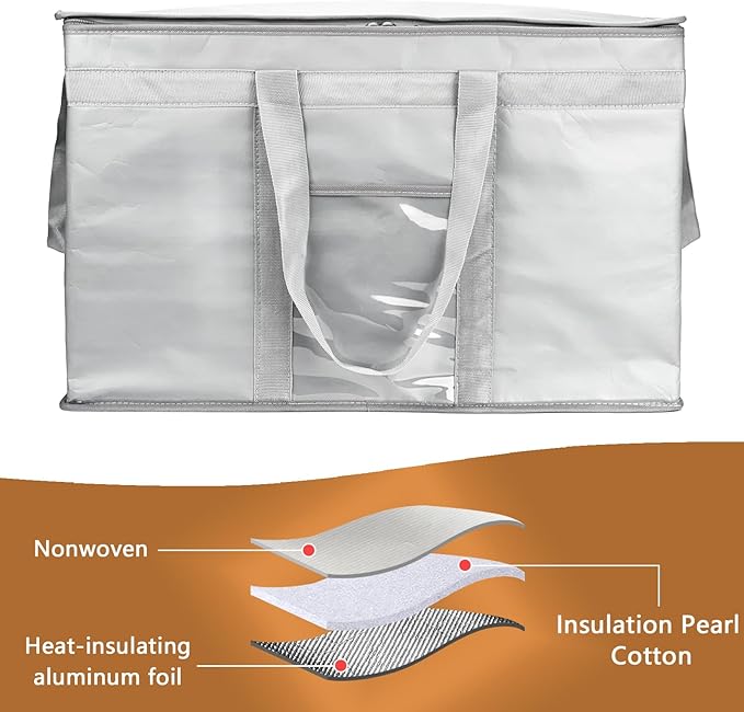 Yalin XXXL Large Insulated Cooler Bag, Styrofoam Cooler of Keep Food Hot or Cold, Reusable Double Zipper Food Delivery Bag for Grocery Shopping, 23" W x 15" H x 14" D
