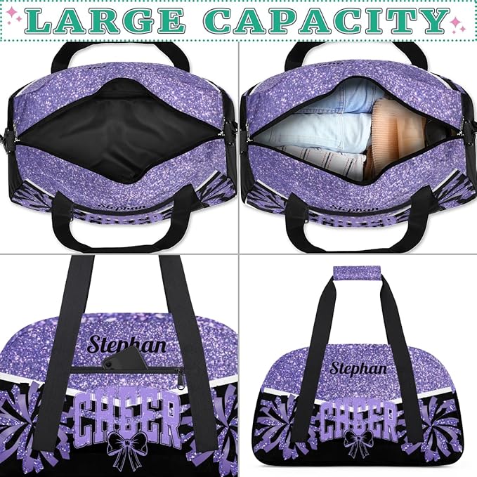 Cheer-Bag Customized Cheer-Gifts with Name Cheerleading-Bag for Girls Gym-Duffel-Bag Purple Cheerleader