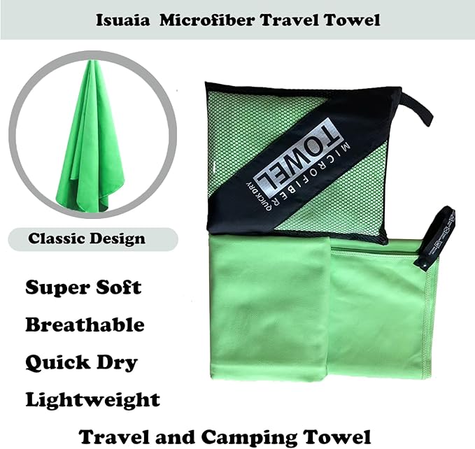 Reusable Quick Dry Beach Towels,Microfiber Travel Towel,Compressed Lightweight Bath Towel for Beach Hiking Gym Yoga Travel Sports Swimming Camping(Green, 43"*69")