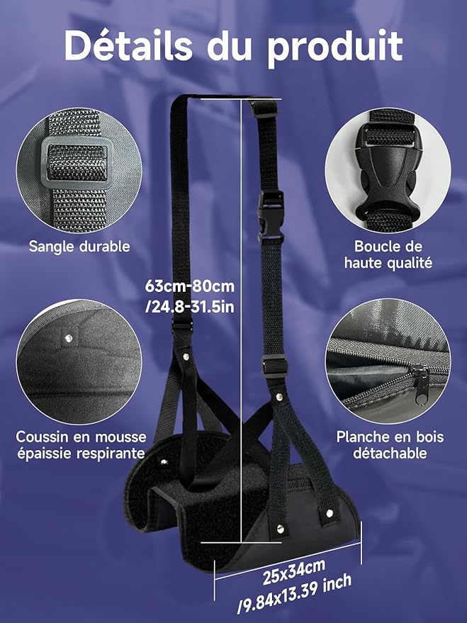 Foot Hammock for Plane, Moman Footrest Airplane Travel Foot Swing Essentials with Upgrade Comfort Leg Rest Pad Cotton for Long Flight Car Drive Office Under Desk hamaca para pies de avión Reposapiés