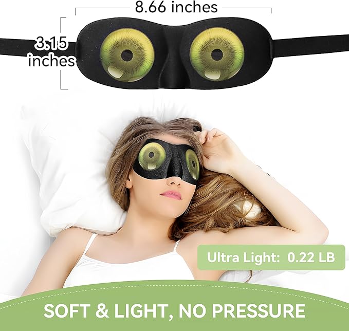 SkiBeau Cute 3D Sleeping Eye Mask Funny Blindfold 2 Pack Travel Sleep Masks Super Soft Weird Eye Cover for Men Women and Kids