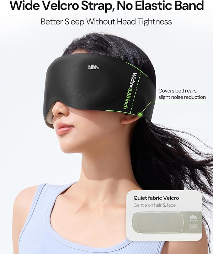 BENEUNDER Sleep Mask for Women Men,3D Contoured Cup Weighted Eye Mask, 100% Light Blockout Blindfold for Flight Nap Travel