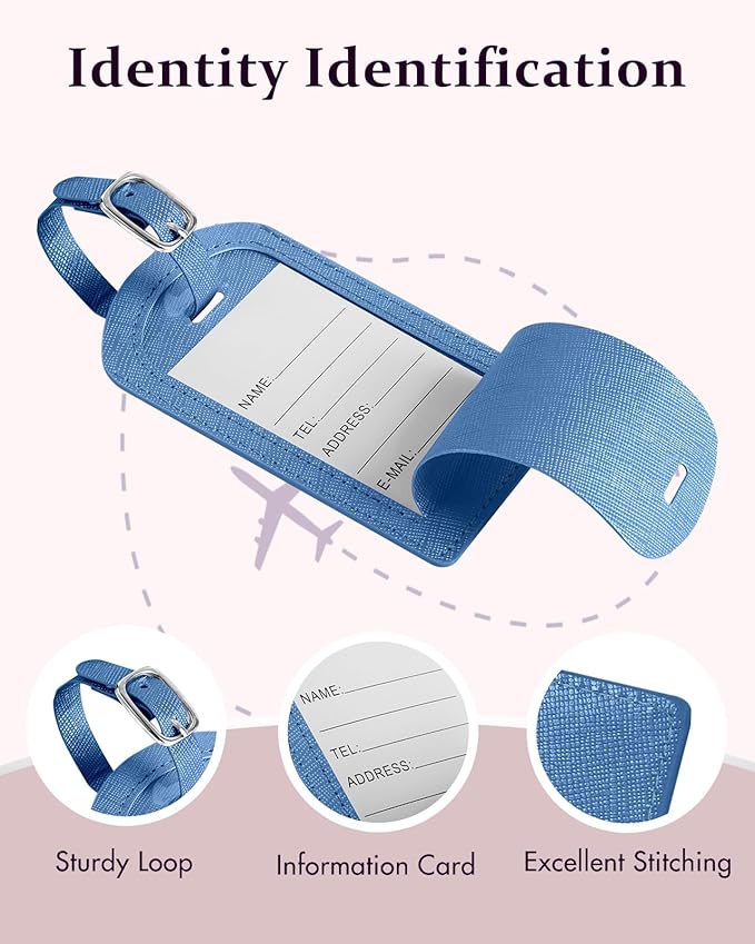 Slohif Passport Holder Initial Lugguage Tag Set Suitcase Cover Wallet Case for Travel Women - Leather Letter Passport Book Personalized Organizer Card Protector Sleeve Essentials Slim Carrier Blue A