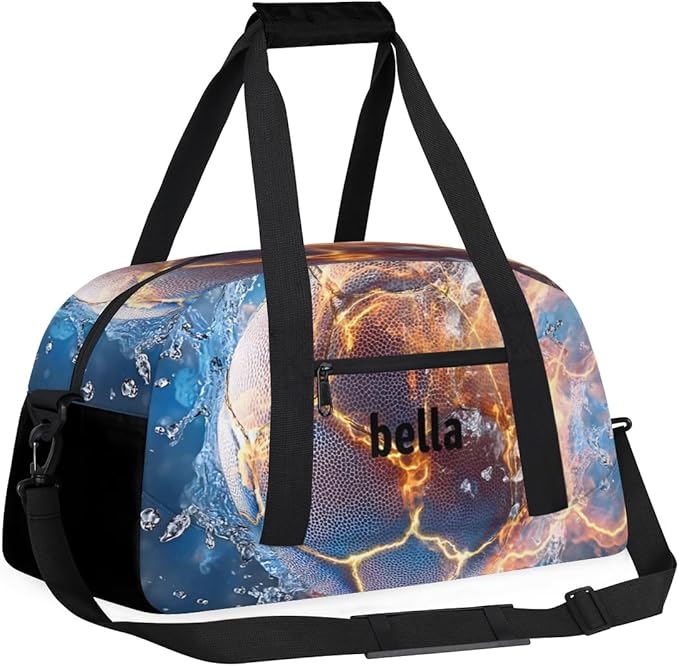 Personalized Boys Gym Bags, Custom Name Sport Bags for Training Travel Overnight Weekender Soccer Theme