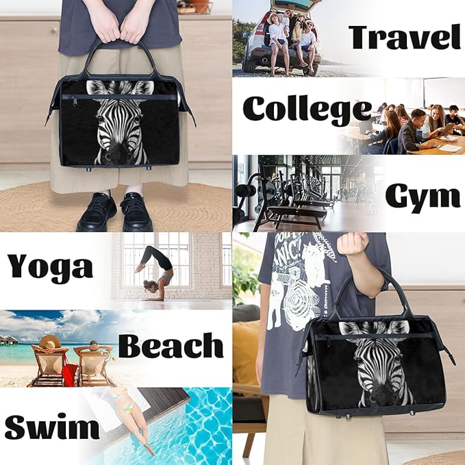 Zebra Overnight Weekender Bag for Women Men Travel Duffel Bags Waterproof Luggage Carry on Sports Yoga Gym Bag