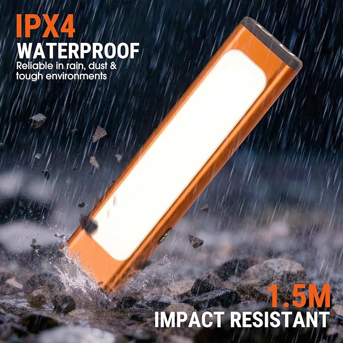 Pocket Flashlight, 1200 Lumens Rechargeable EDC Flashlight with Clip, USB-C Port, 3 Modes Waterproof Warning Light for Working, Camping, Repairing, Emergencies (Orange, 2PCS)