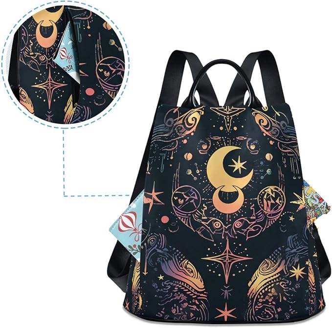 ALAZA Moon Stars Alchemy Witch Backpack Purse for Women Anti Theft Fashion Back Pack Shoulder Bag