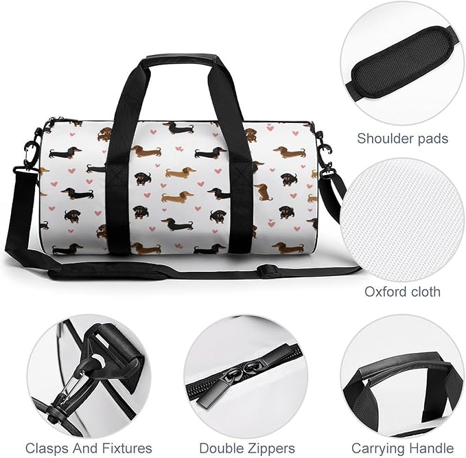 Large Capacity Carry On Weekender Overnight Bag Cute Dachshund Wiener Dog Beach Swim Bags Men Women Duffle Bag for Travel, Sports