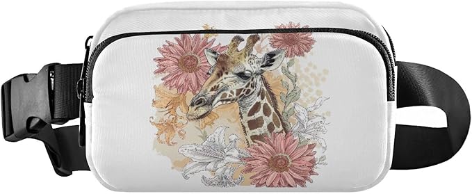 Giraffe Flowers Fanny Pack for Women Men Water Resistant Fashion Waist Packs with Adjustable Strap Belt Bag for Travel Workout Jogging Hiking 21219165