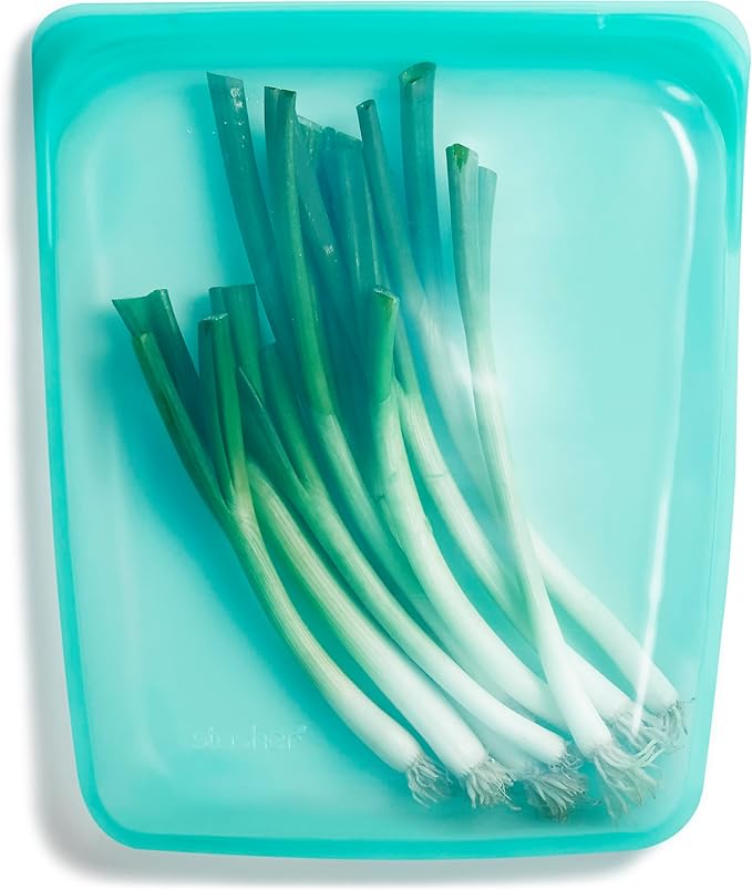 Stasher Silicone Reusable Storage Bag, Half Gallon Bag, Reusable Freezer Bags, Microwave, Dishwasher, Oven Safe, Sous Vide, Premium Lunch Container, Eco Friendly, Food Storage Bags, 64 oz, Aqua | Reusable Food Bag