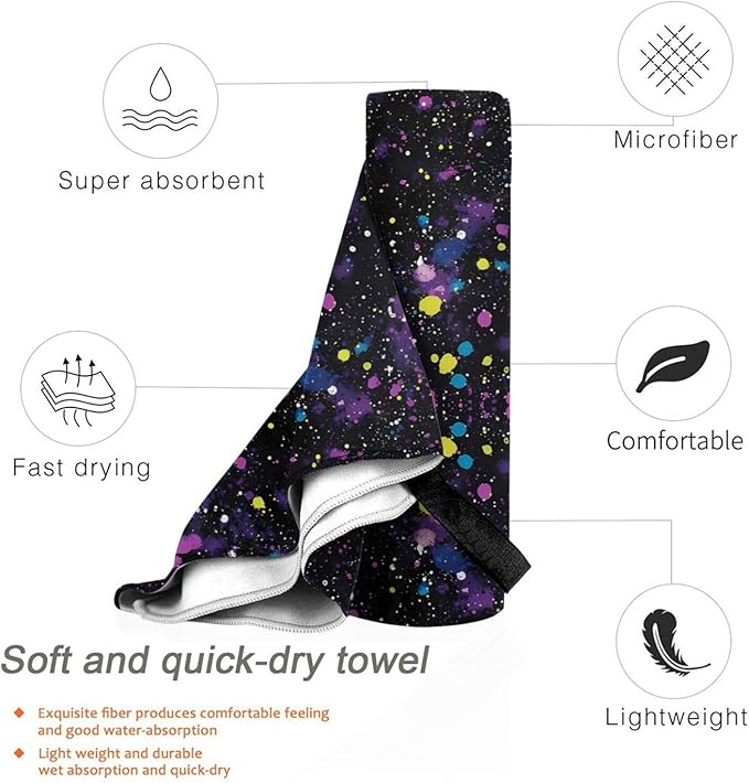Galaxy Sand Free Beach Towel – 27.5"X55" Quick Dry Microfiber Beach Towels for Travel, Swimming, Pool, and Camping, Absorbent and Compact Beach Essential for Women, and Men