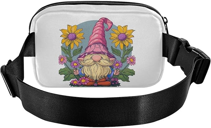 Cute Gnome Sunflower Fanny Pack for Women Men Water Resistant Fashion Waist Packs with Adjustable Strap Belt Bag for Travel Workout Jogging Hiking 21218863